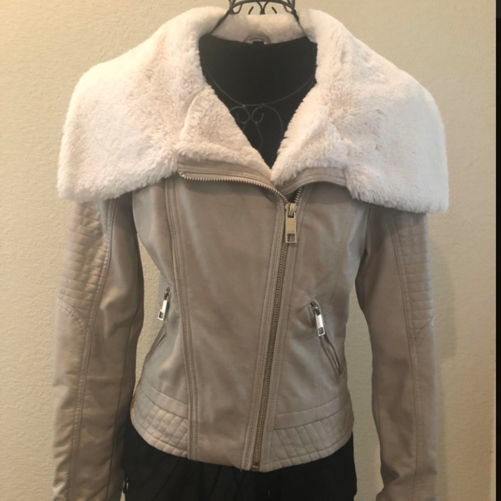 Guess Faux Leather Moto Jacket New